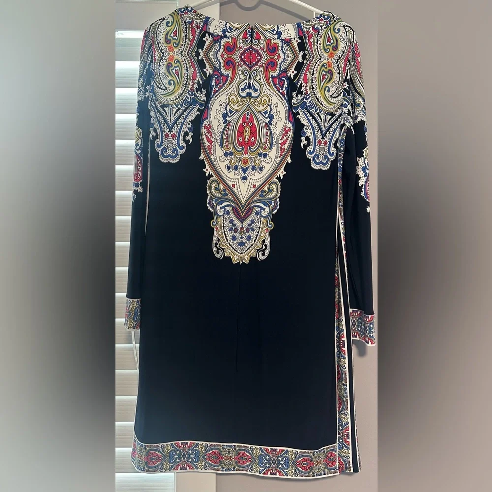 DONNA MORGAN size 10, Elegant NAVY BLUE Paisley Dress. NWT!!! - Picture 2 of 7
